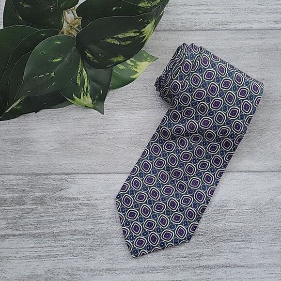 Christian Dior Monsieur Multicolor Geometric Print 100% Silk Men's Necktie - Picture 1 of 4